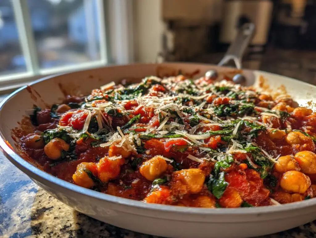 Creamy Tomato Basil Chickpea Skillet