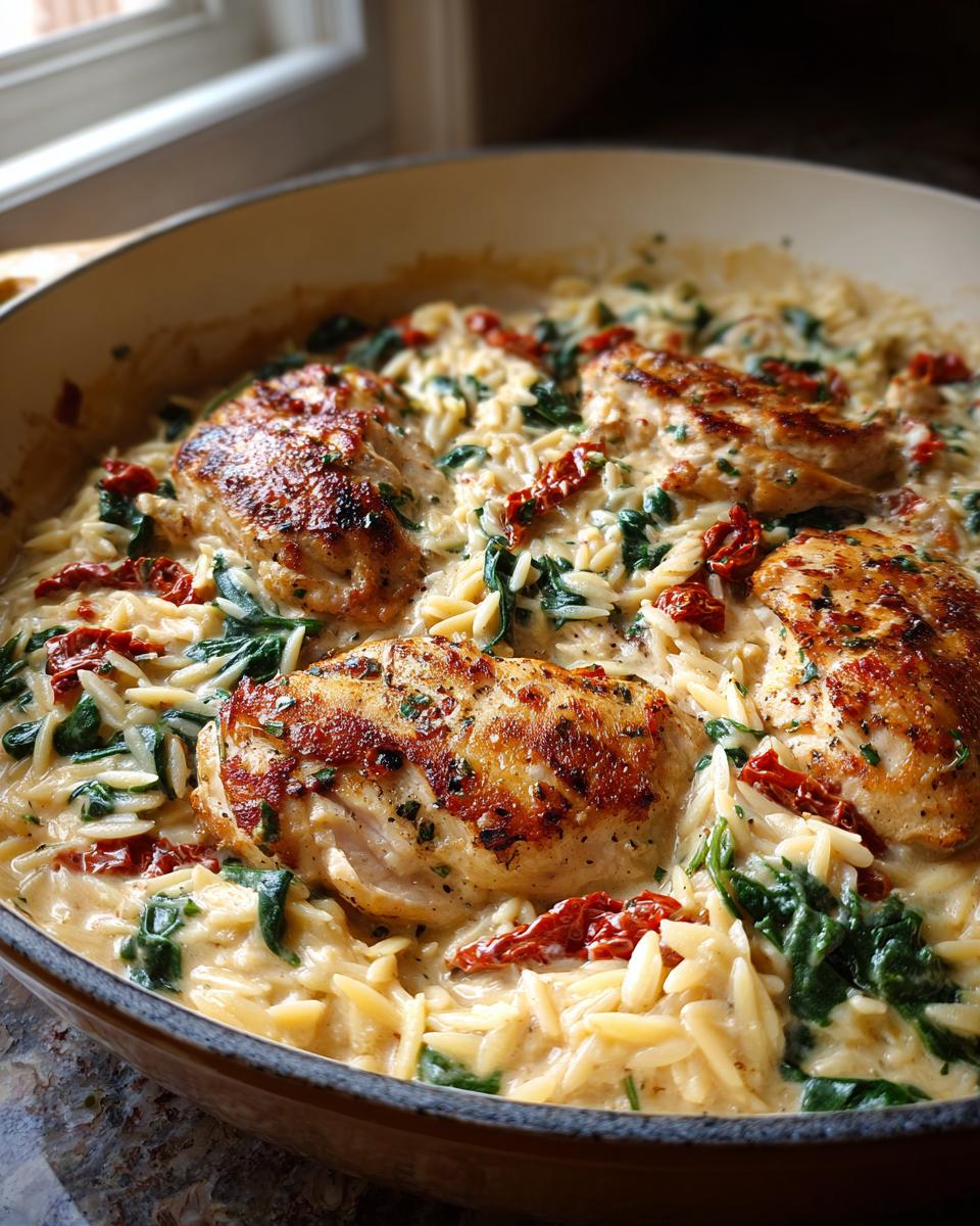 Creamy Tuscan Chicken Orzo One Pan Dinner - detail 1