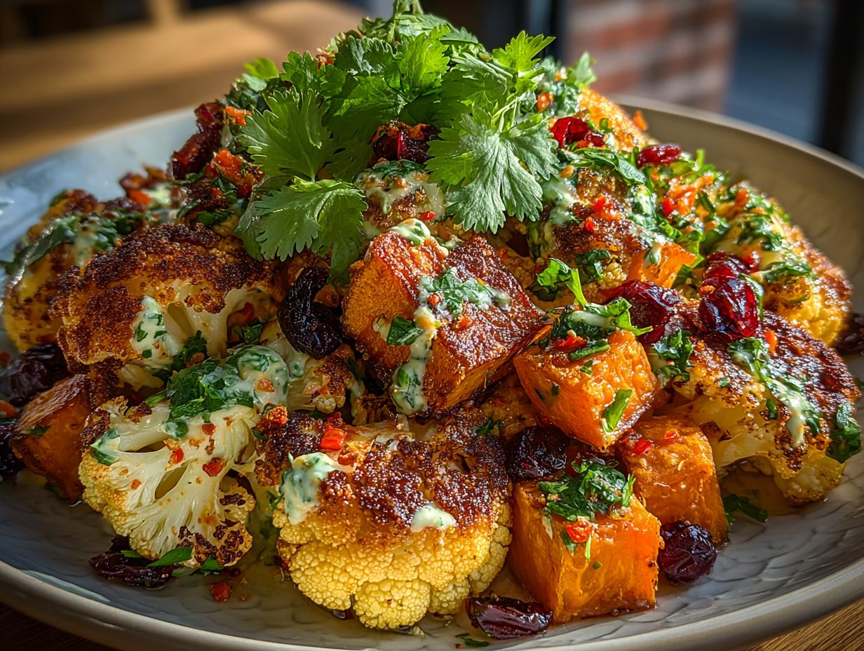 Amazing 1-bowl Curry Roasted Cauliflower Sweet Potato Salad