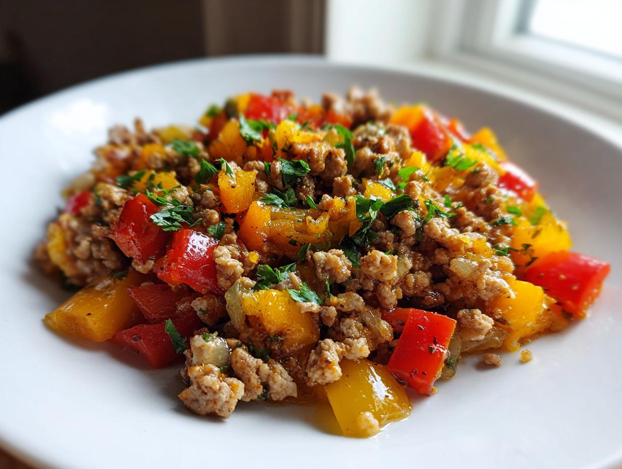 Easy Ground Turkey and Peppers One Pan Dinner
