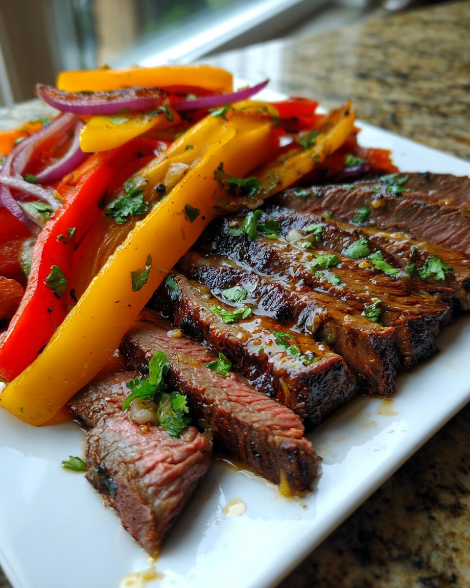 Garlic Lime Flank Steak with Grilled Peppers - detail 1