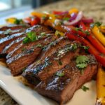 Garlic Lime Flank Steak with Grilled Peppers