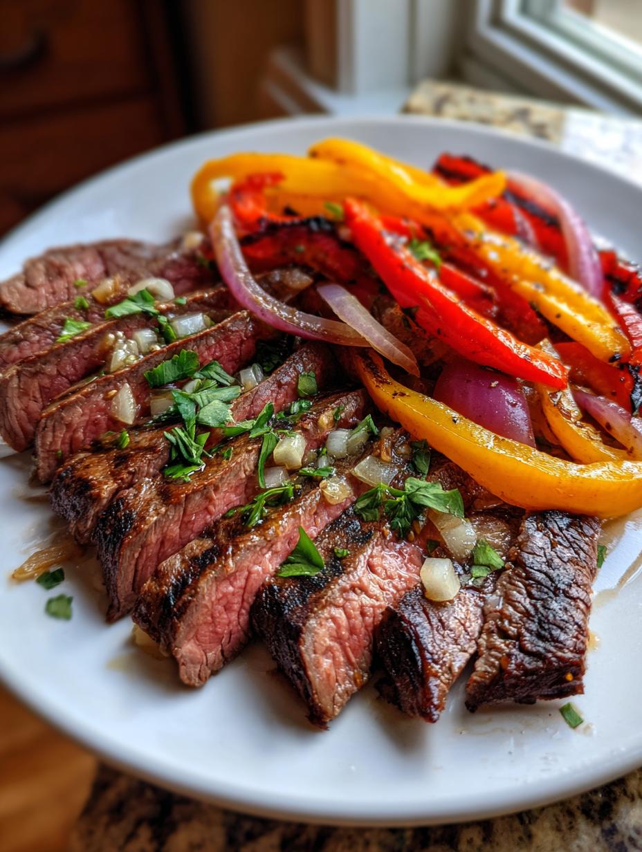 Garlic Lime Flank Steak with Grilled Peppers - detail 2