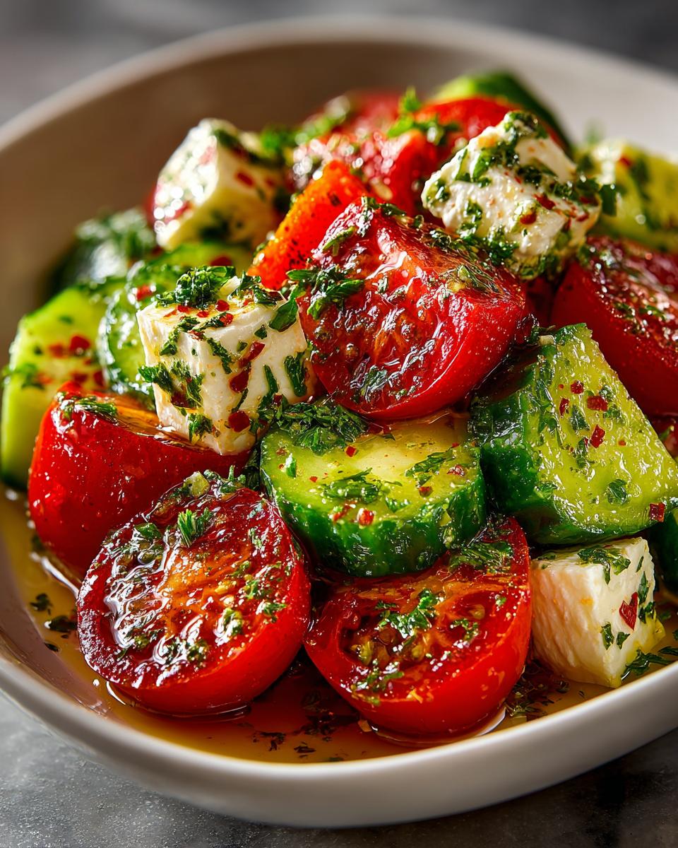 Greek Cucumber Tomato Feta Salad Easy Side - detail 1
