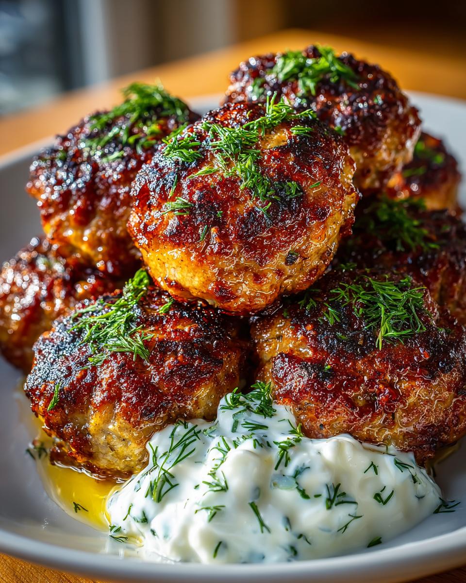 Greek Turkey Meatballs with Tzatziki Sauce - detail 1
