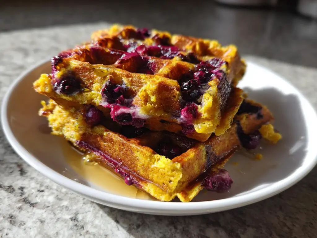 Healthy Blueberry Lemon Protein Waffles