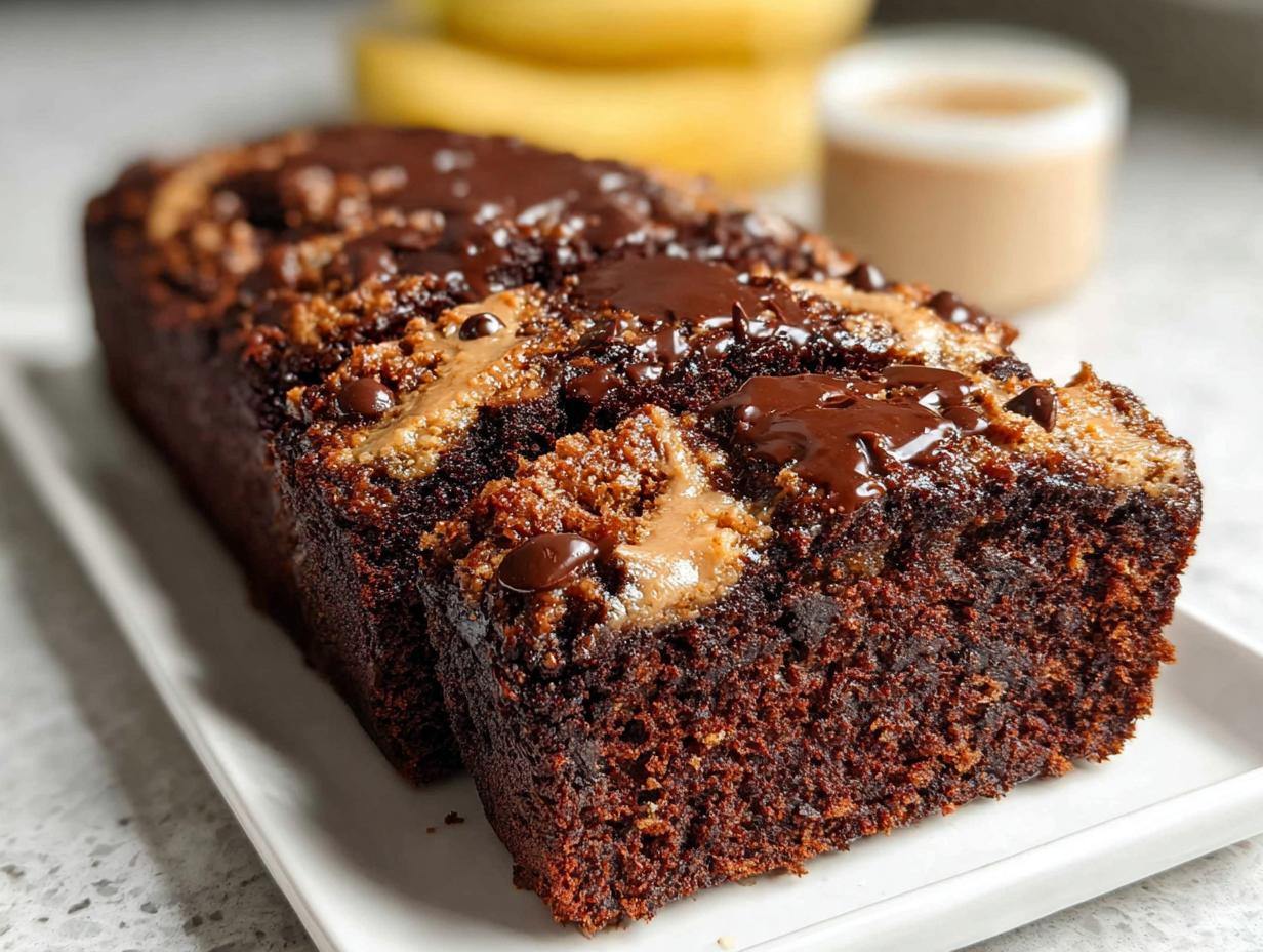 Found: 1 Amazing Healthy Chocolate Peanut Butter Banana Bread