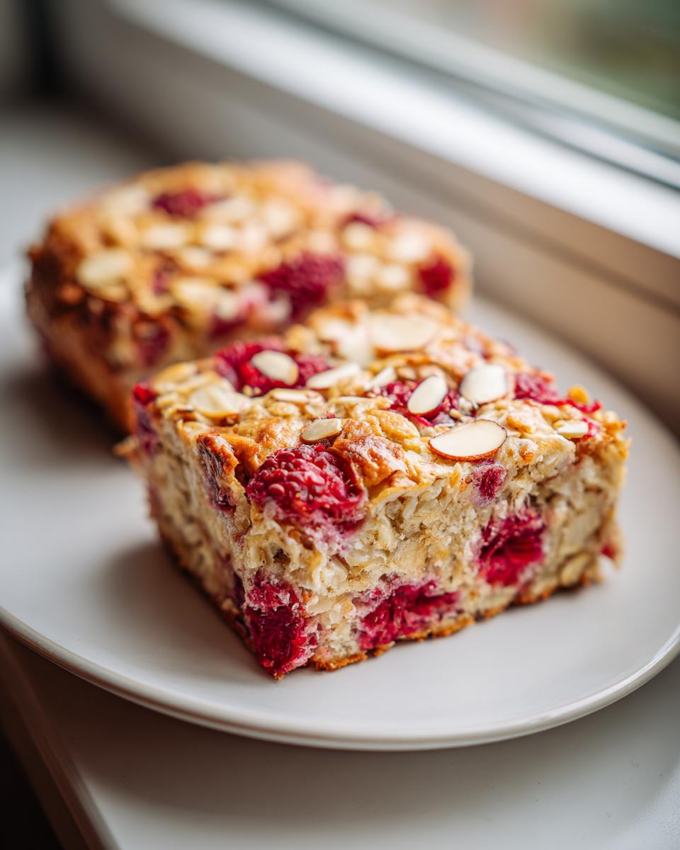 Healthy Raspberry Almond Baked Oatmeal - detail 1