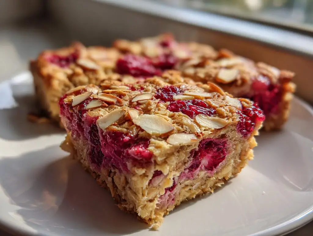 Healthy Raspberry Almond Baked Oatmeal