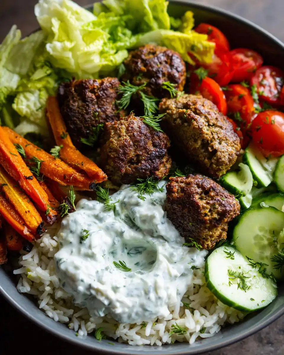 High Protein Greek Meatball Bowls with Tzatziki - detail 1