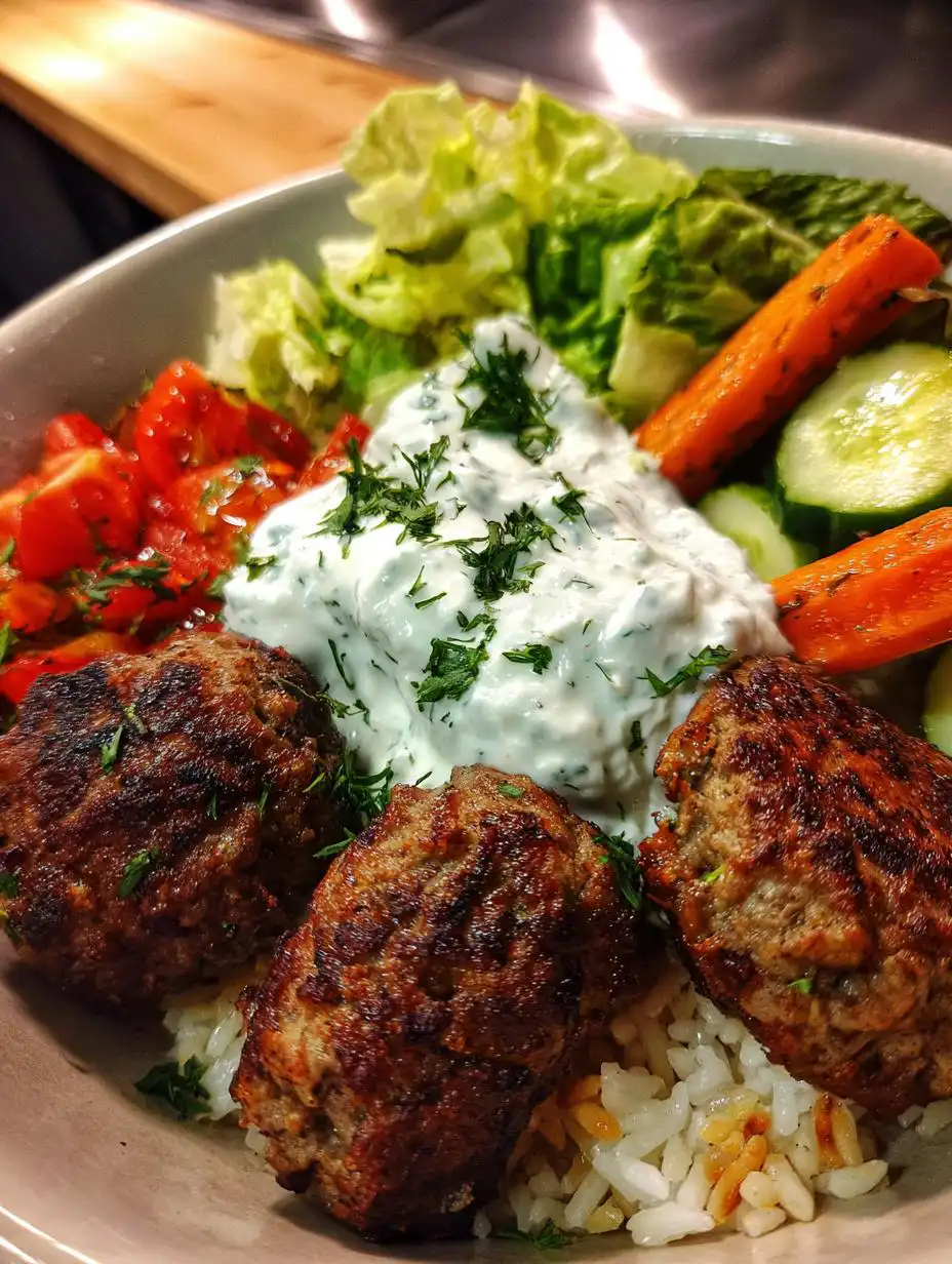 High Protein Greek Meatball Bowls with Tzatziki - detail 2
