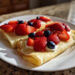 High Protein Lemon Ricotta Crepes with Fresh Berries