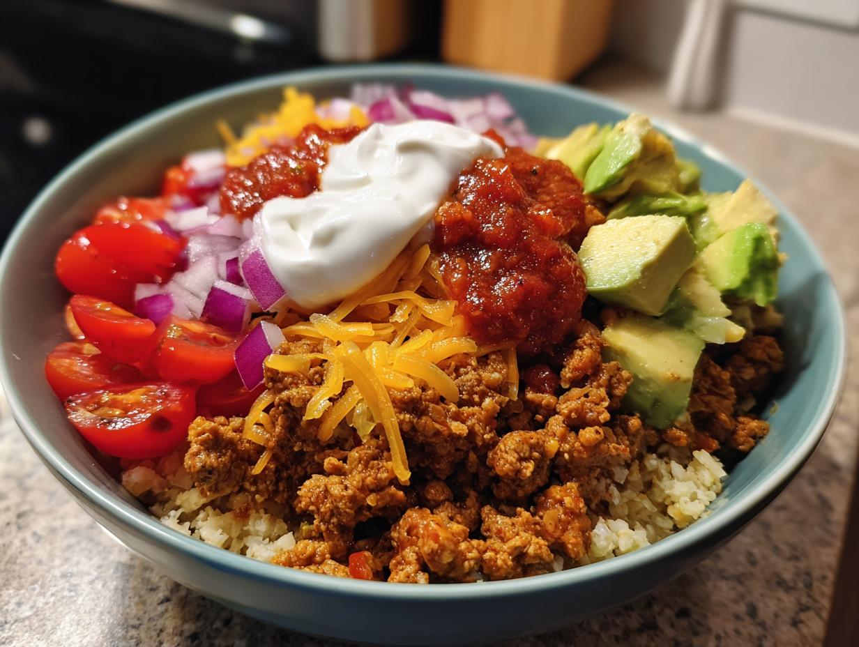 Amazing 4-Ingredient High Protein Low Carb Burrito Bowl