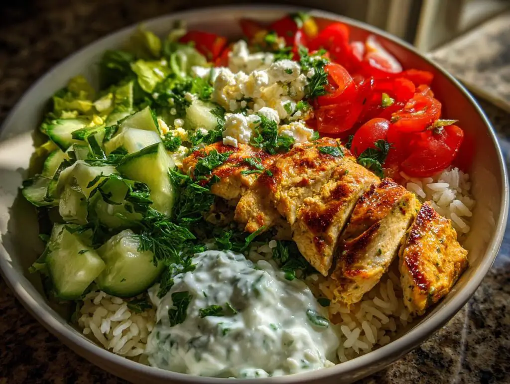 High Protein Mediterranean Lemon Dill Chicken Bowls