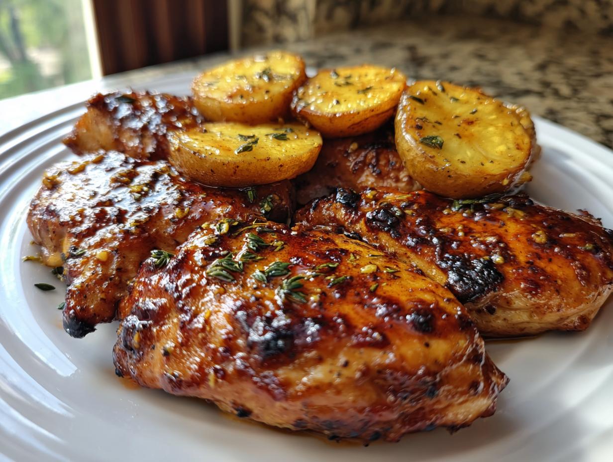 Amazng 4-Ingredient Honey Mustard Glazed Chicken Tenderloin with Apples