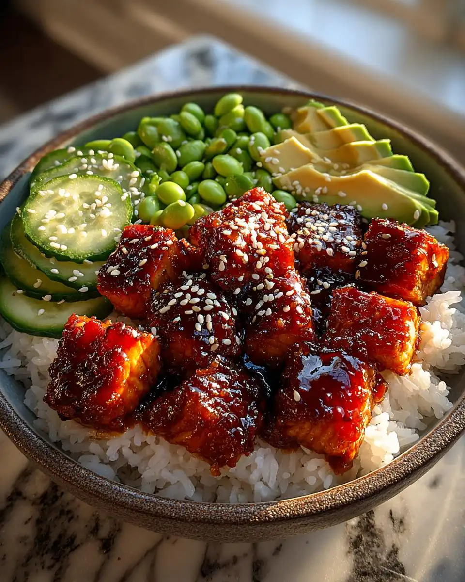 Honey Sriracha Salmon Bowl with Rice and Veggies - detail 1