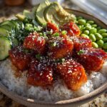 Honey Sriracha Salmon Bowl with Rice and Veggies