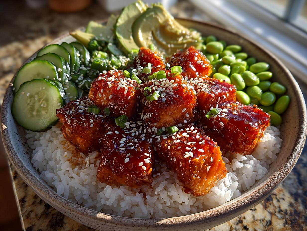 Amazing 30 Minute Honey Sriracha Salmon Bowl