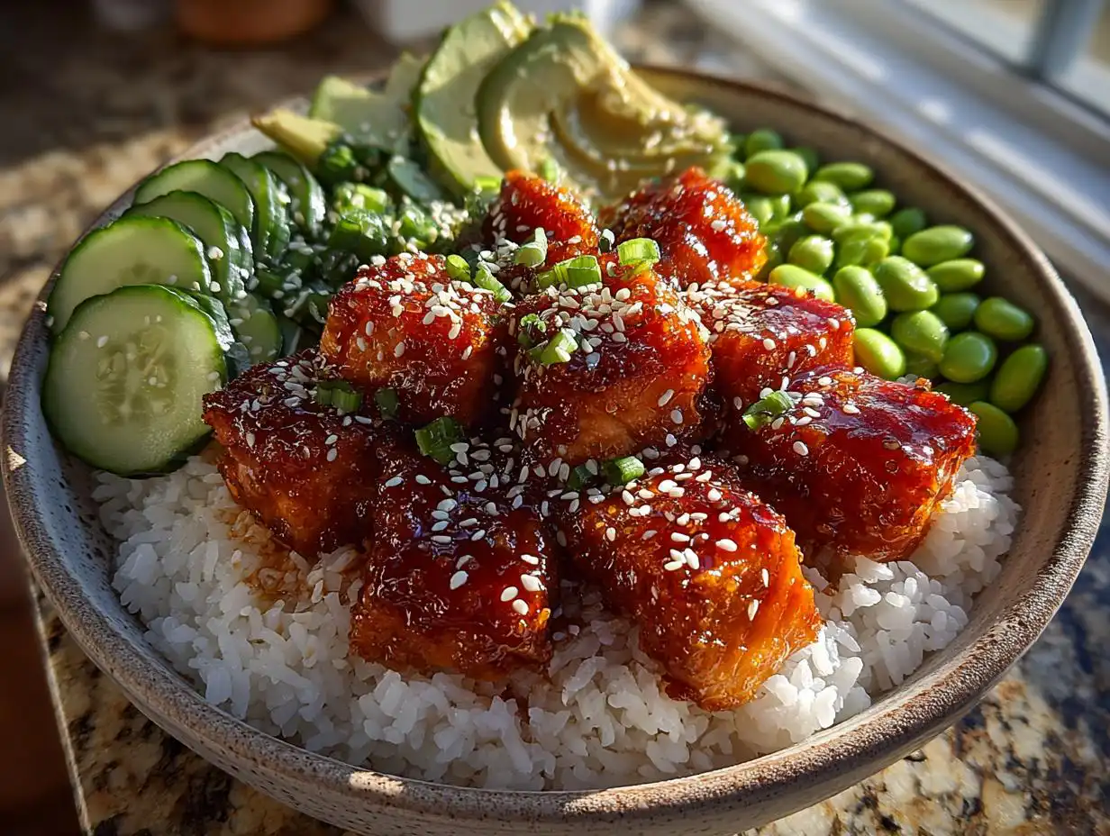 Amazing 30 Minute Honey Sriracha Salmon Bowl