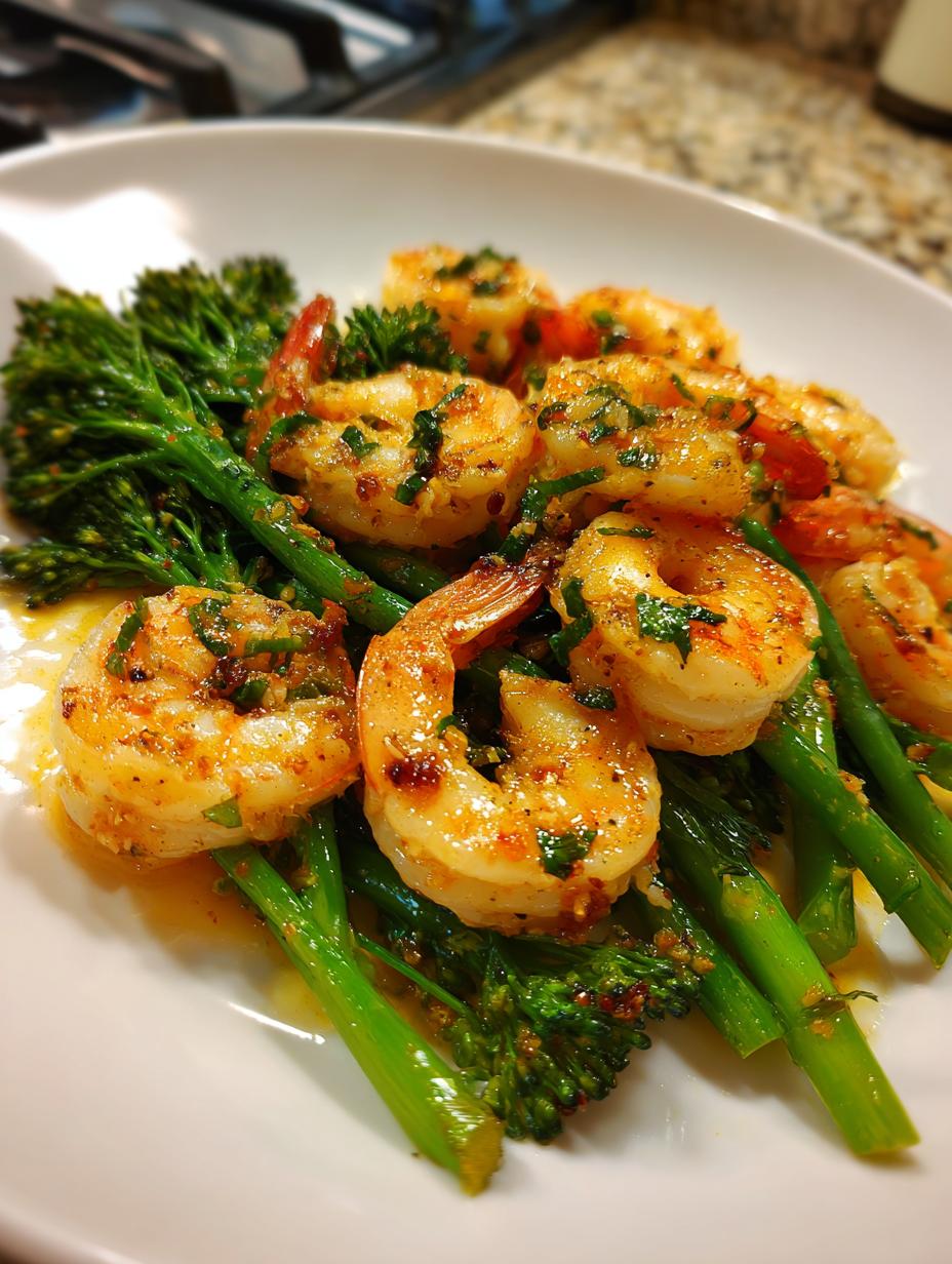 Lemon Garlic Butter Shrimp with Broccolini - detail 2