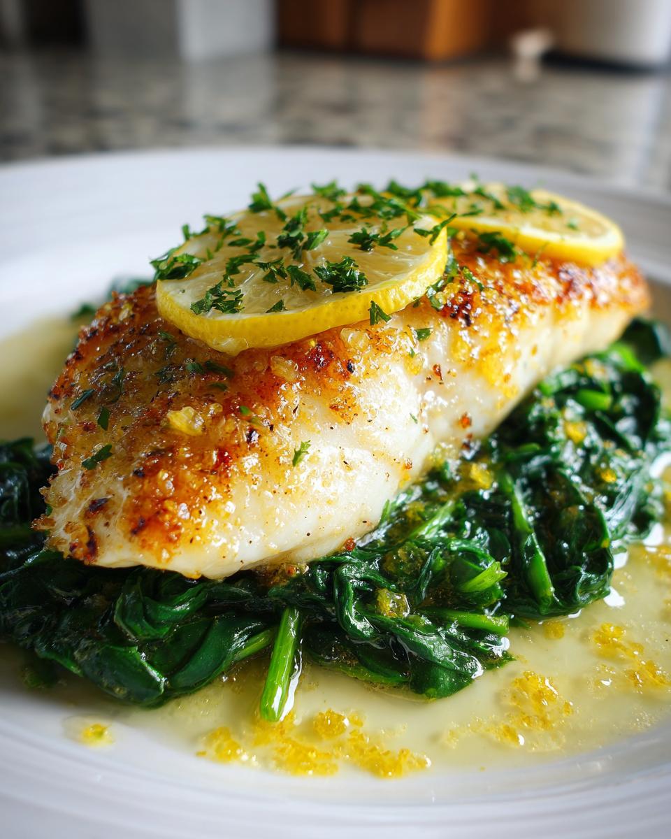 Lemon Garlic Butter Tilapia with Spinach - detail 1