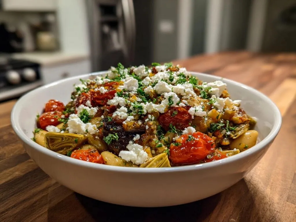 Mediterranean White Bean and Artichoke Skillet