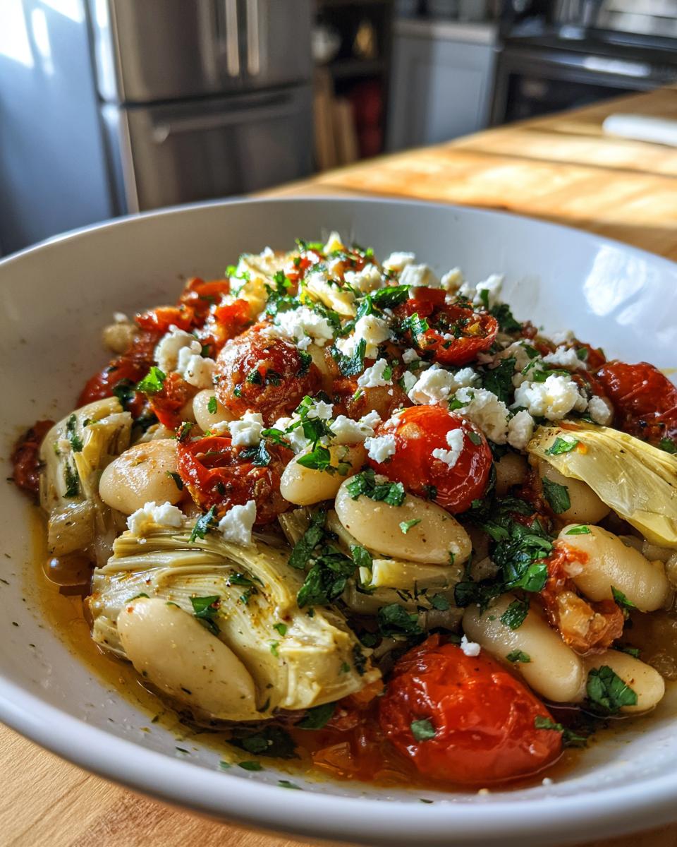 Mediterranean White Bean and Artichoke Skillet - detail 1