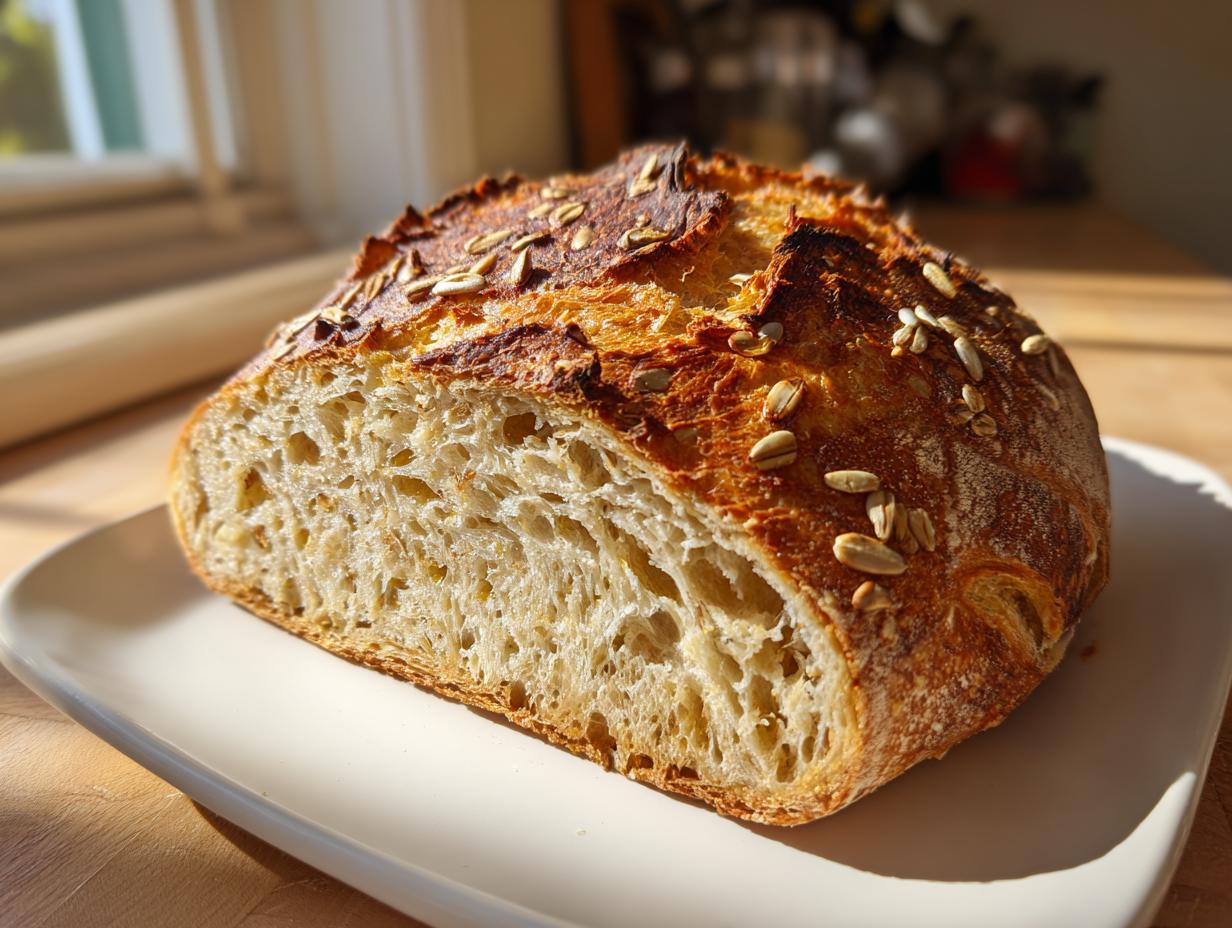 Amazing 1 No Knead Honey Oatmeal Artisan Bread