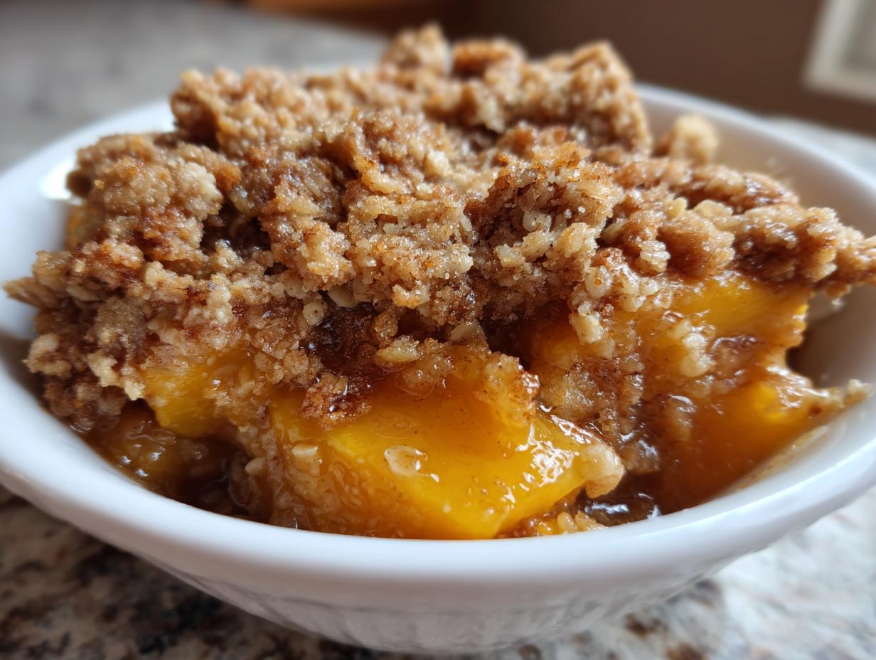 5 Minute Peach Pecan Crisp Delight