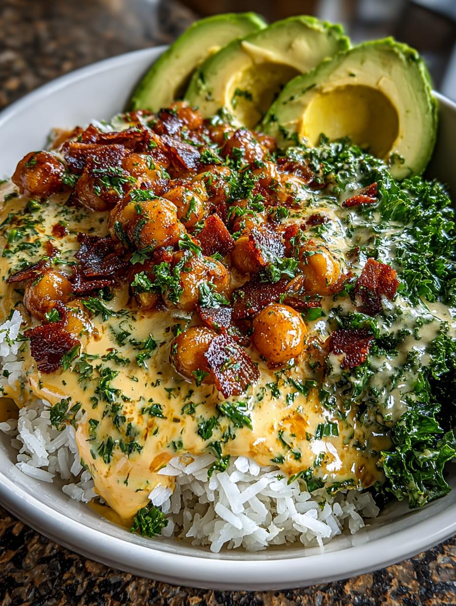Peanut Chickpea Buddha Bowl with Rice and Greens - detail 2