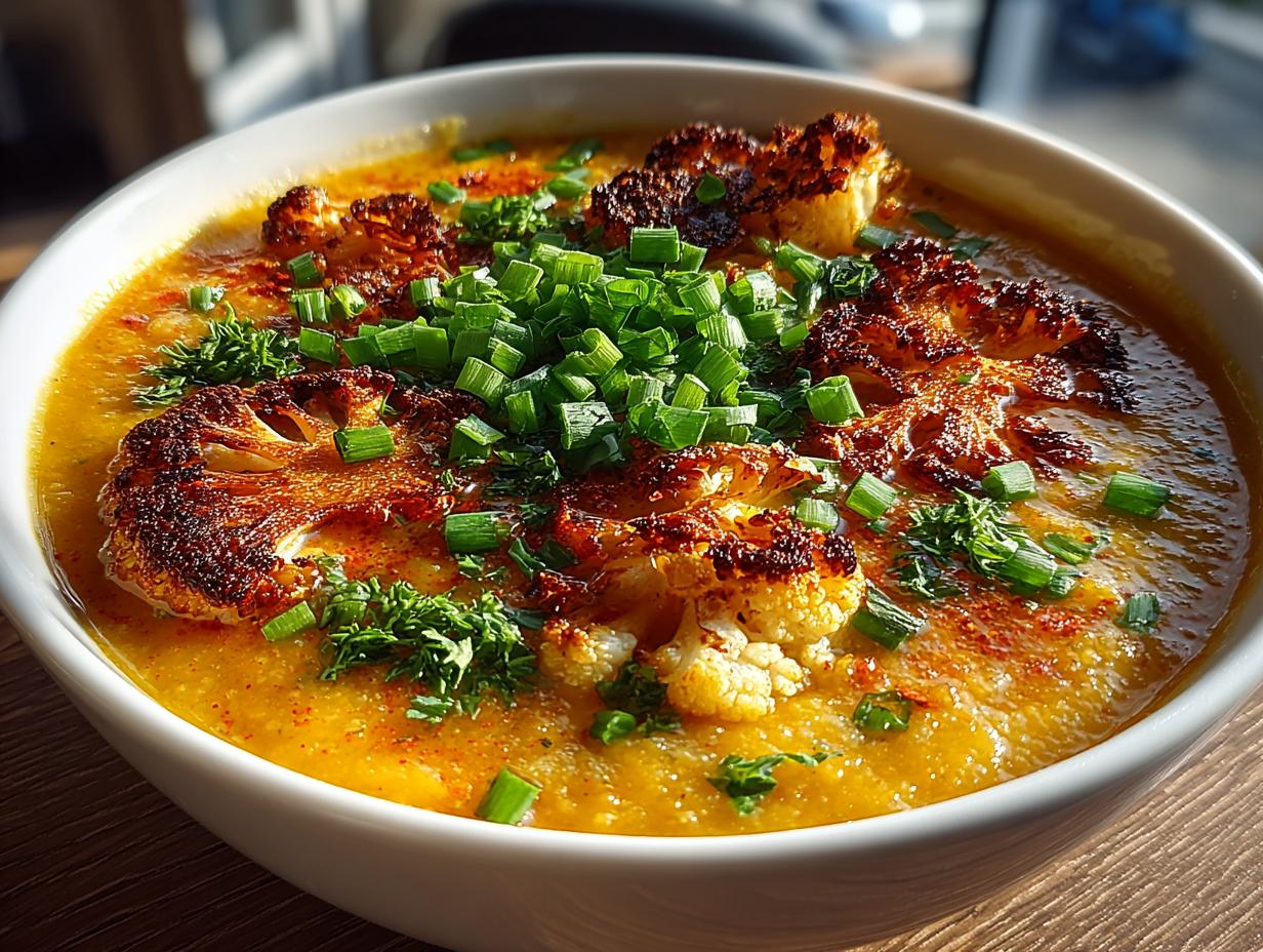 Amazing 4-Star Roasted Cauliflower Soup with Cheddar