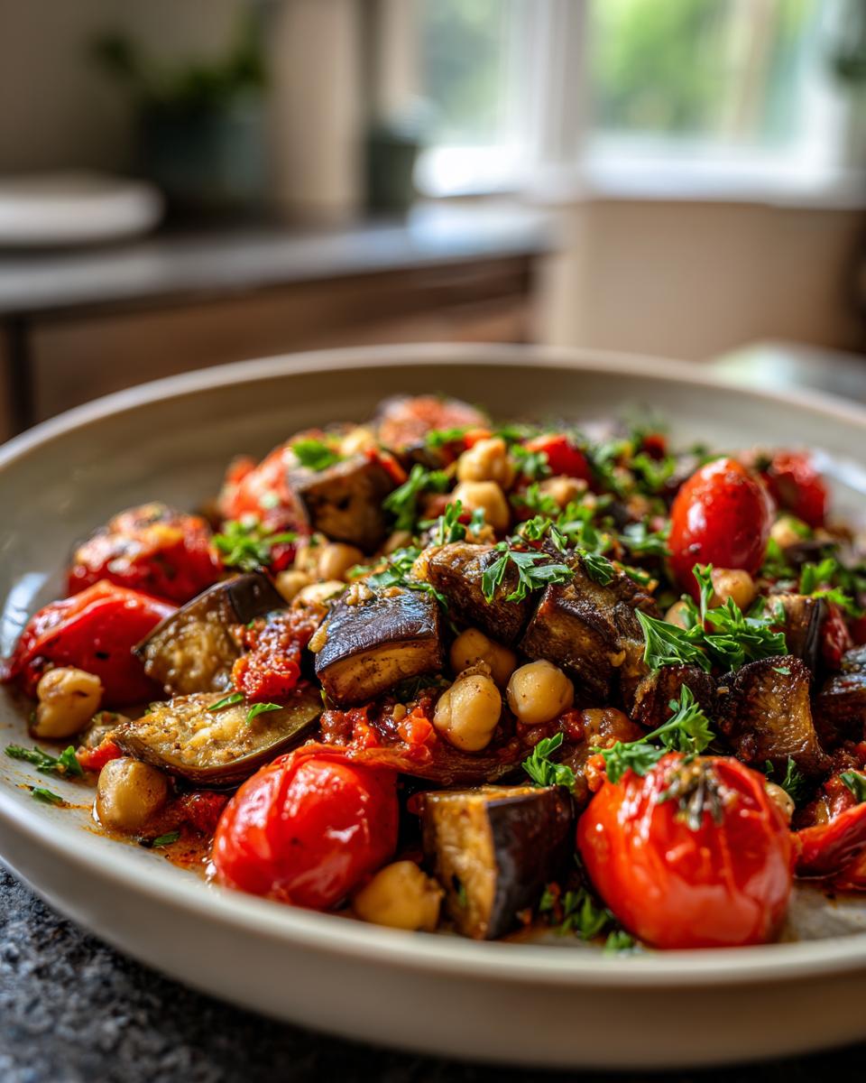 Roasted Eggplant Tomato Chickpea Skillet - detail 1