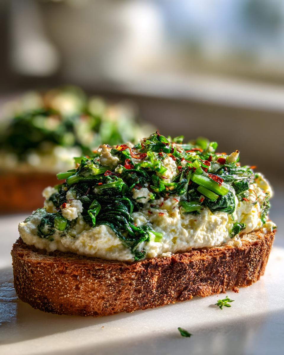 Savory Cottage Cheese and Spinach Breakfast Toast - detail 1