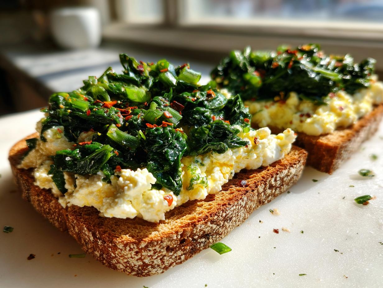 Amazing 15-Minute Savory Cottage Cheese and Spinach Breakfast Toast