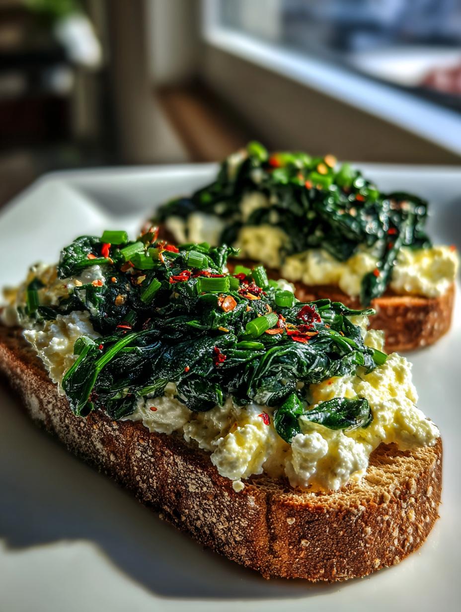 Savory Cottage Cheese and Spinach Breakfast Toast - detail 2