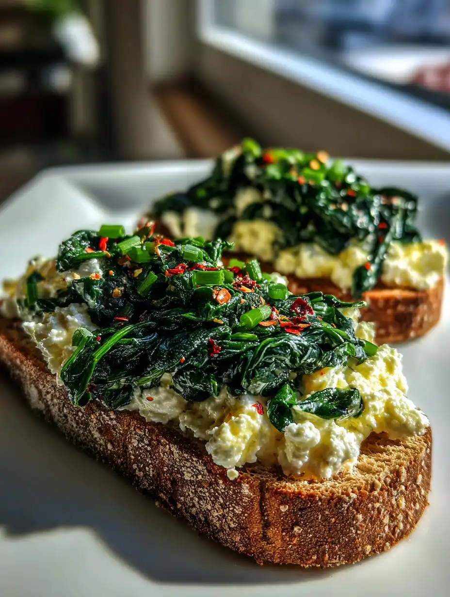 Savory Cottage Cheese and Spinach Breakfast Toast - detail 2