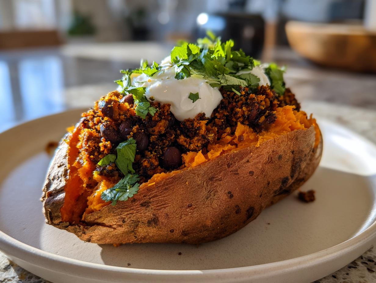 40 min Smoky Black Bean Stuffed Sweet Potatoes
