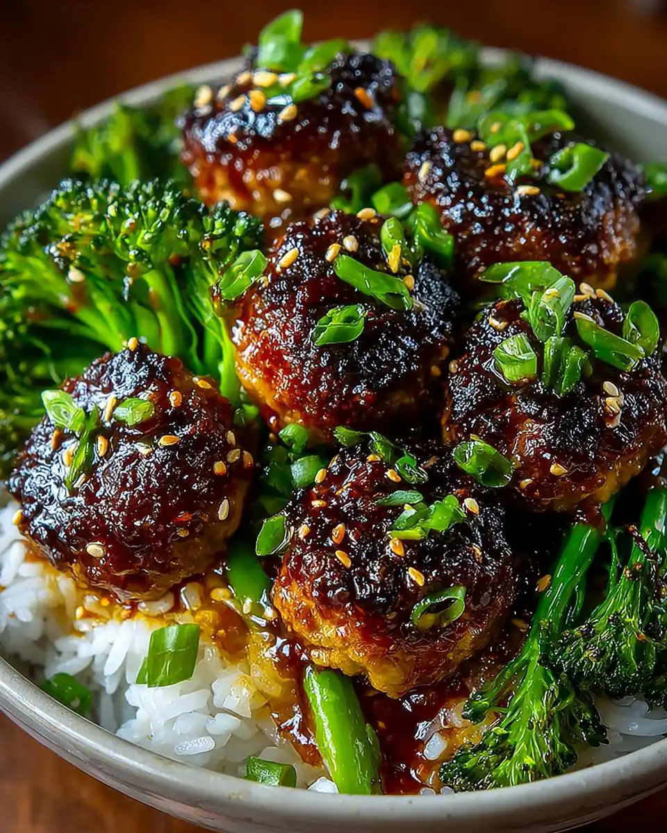 Sweet and Spicy Sesame Chicken Meatball Bowls - detail 1