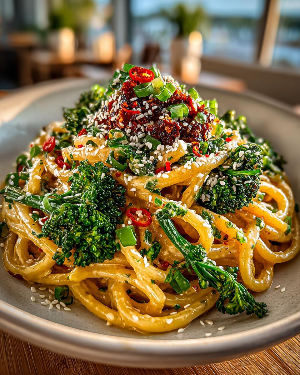 Sweet and Spicy Vegan Tahini Noodles - detail 1