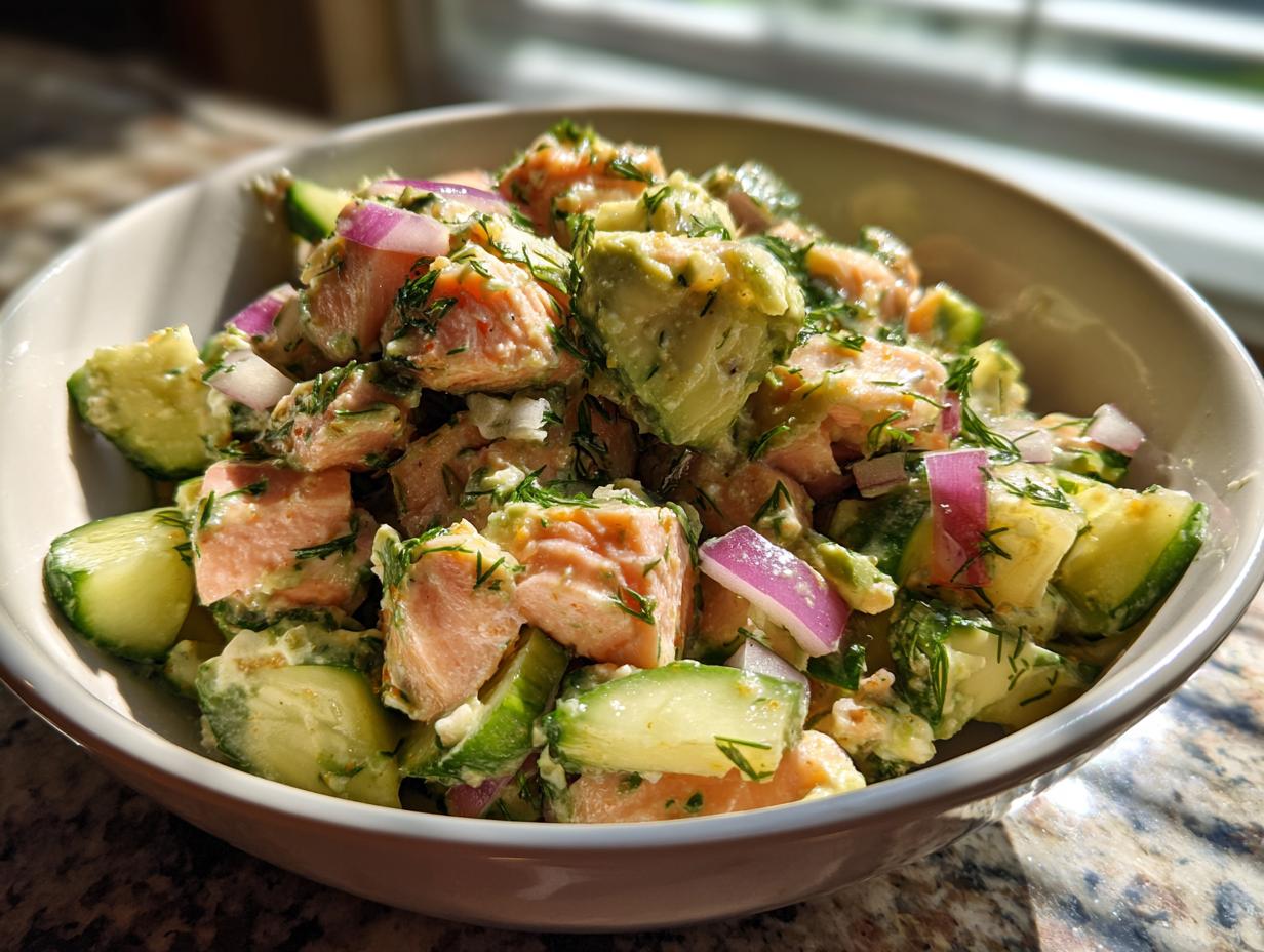 Amazing Chilled Salmon Avocado Salad: 5 Stars