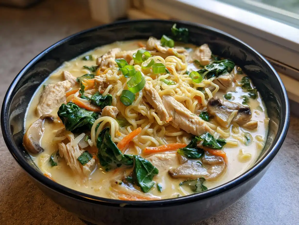 Amazing 30-Min Creamy Garlic Chicken Ramen