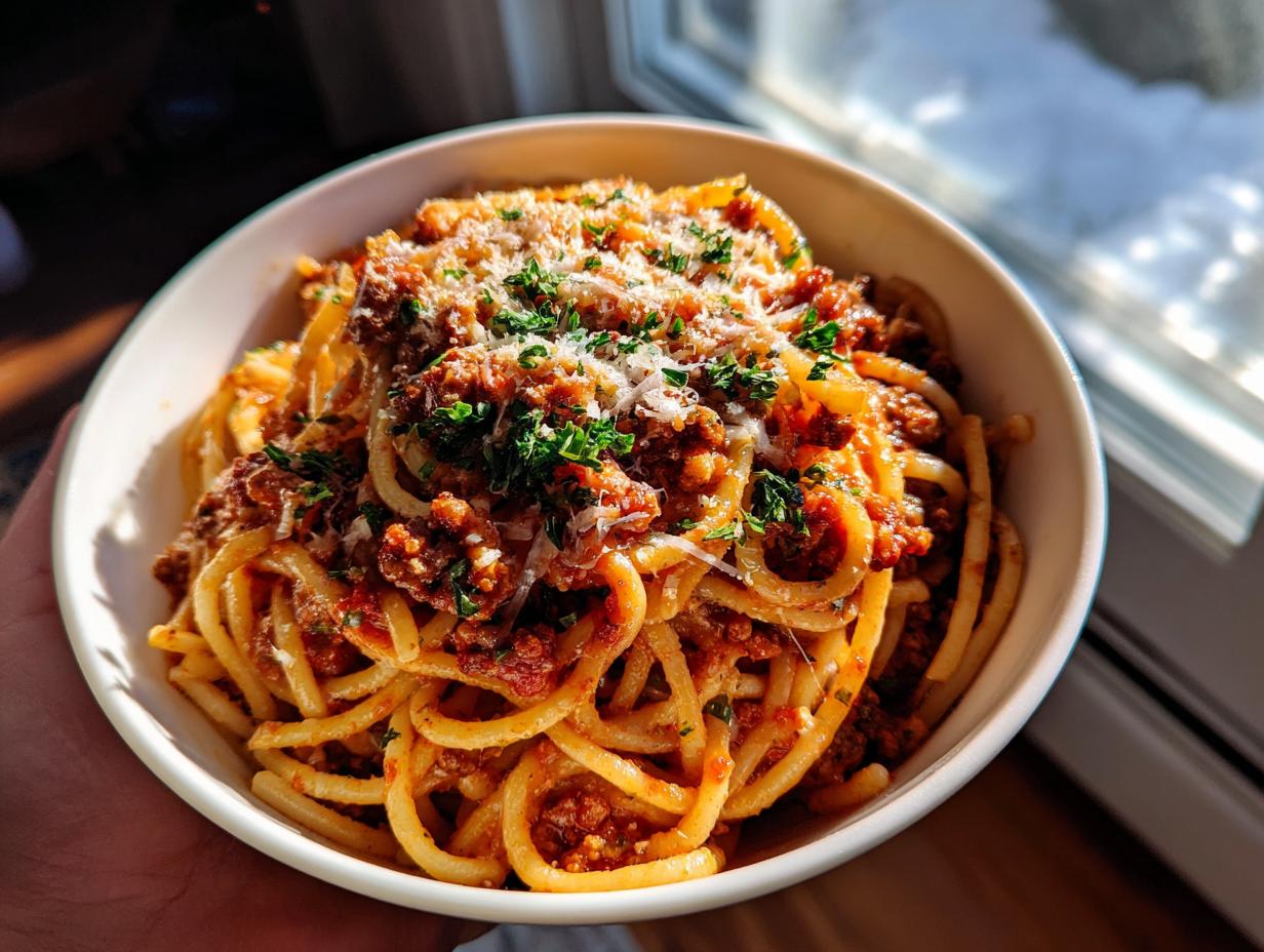 Amazing Creamy Italian Spaghetti Ground Beef One Pot Meal