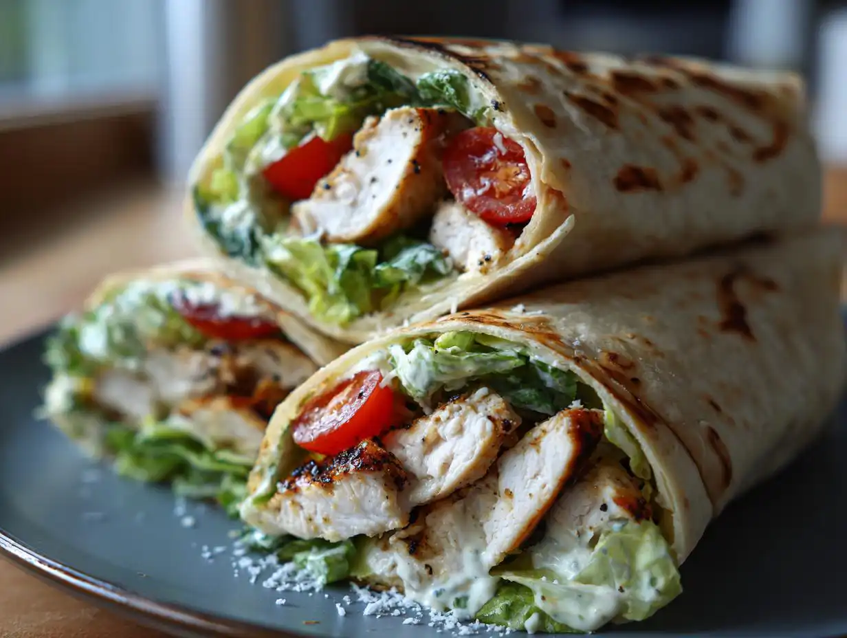 Amazing Grilled Lemon Herb Chicken Caesar Wraps