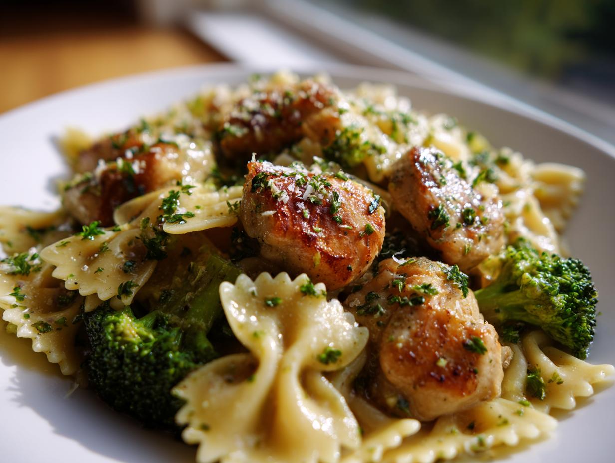 Amazing Lemon Garlic Chicken Bowtie Pasta in 30 Mins