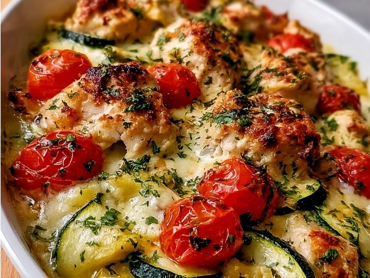 Amazing Mediterranean Chicken Zucchini Bake 1-Hour