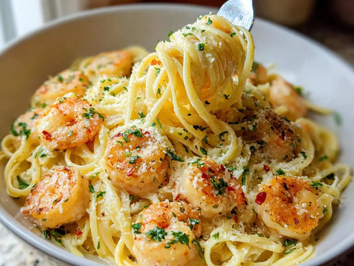 Amazing 30-Min Shrimp Scampi Garlic Cream Pasta