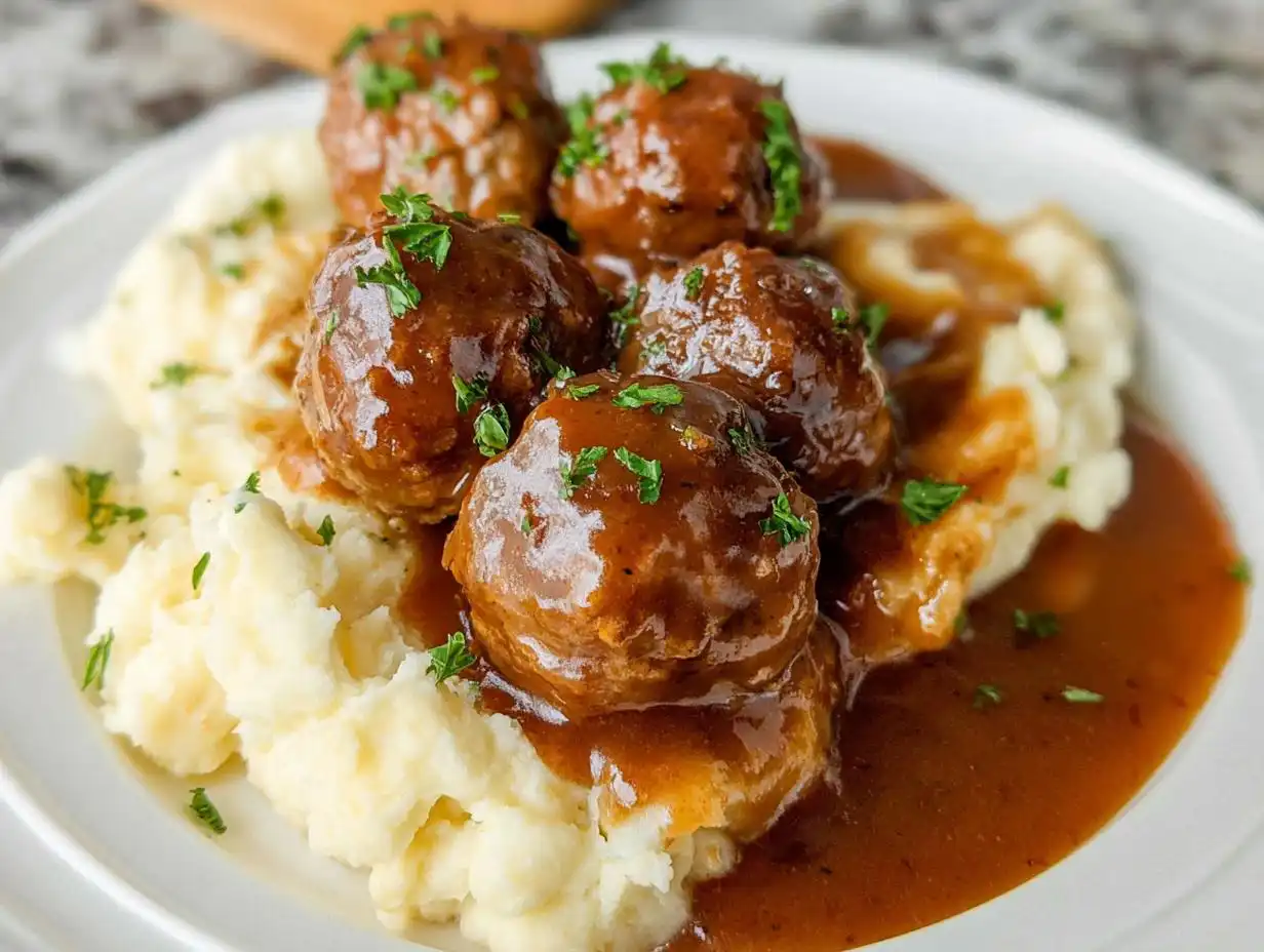 Amazing Slow Cooker Salisbury Steak Meatballs