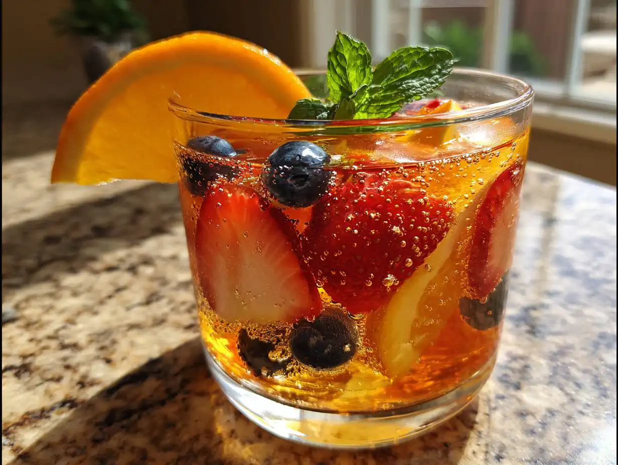 Amazing sparkling fruit punch mocktail