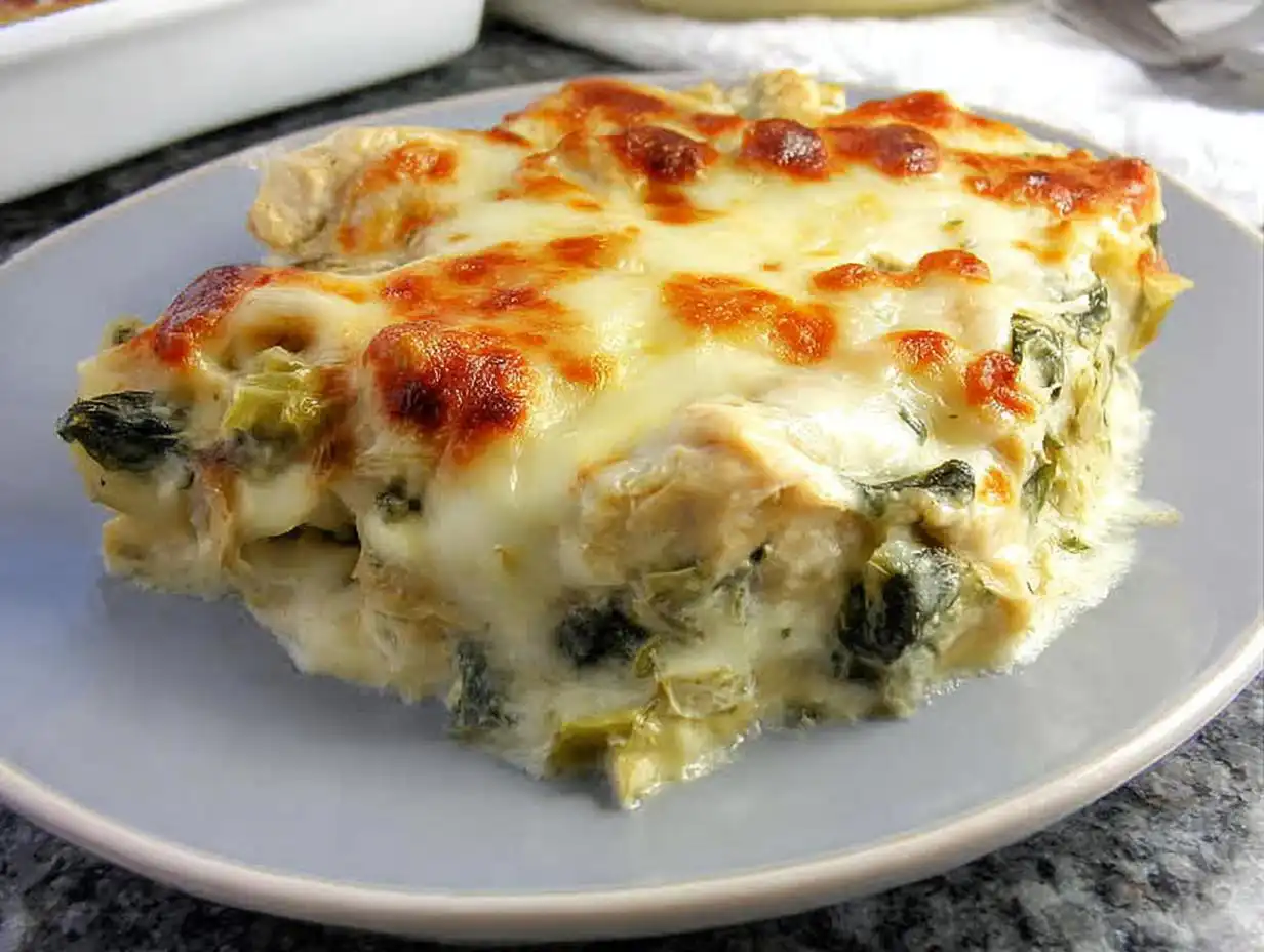 Amazing Spinach Artichoke Chicken Casserole