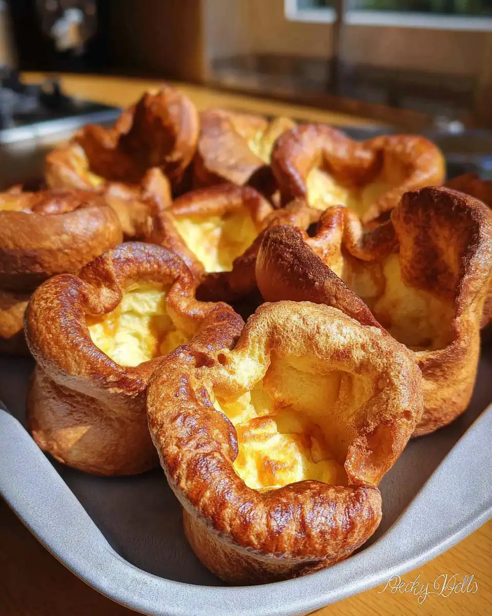A tray full of golden brown, perfectly risen Mary Berry gluten free Yorkshire puddings.